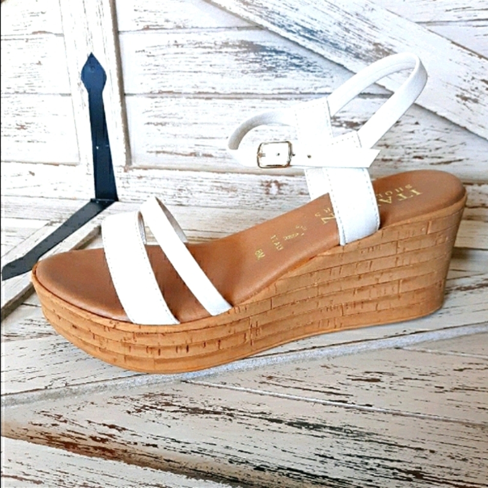 Italian Shoemakers White Cork style Sandals